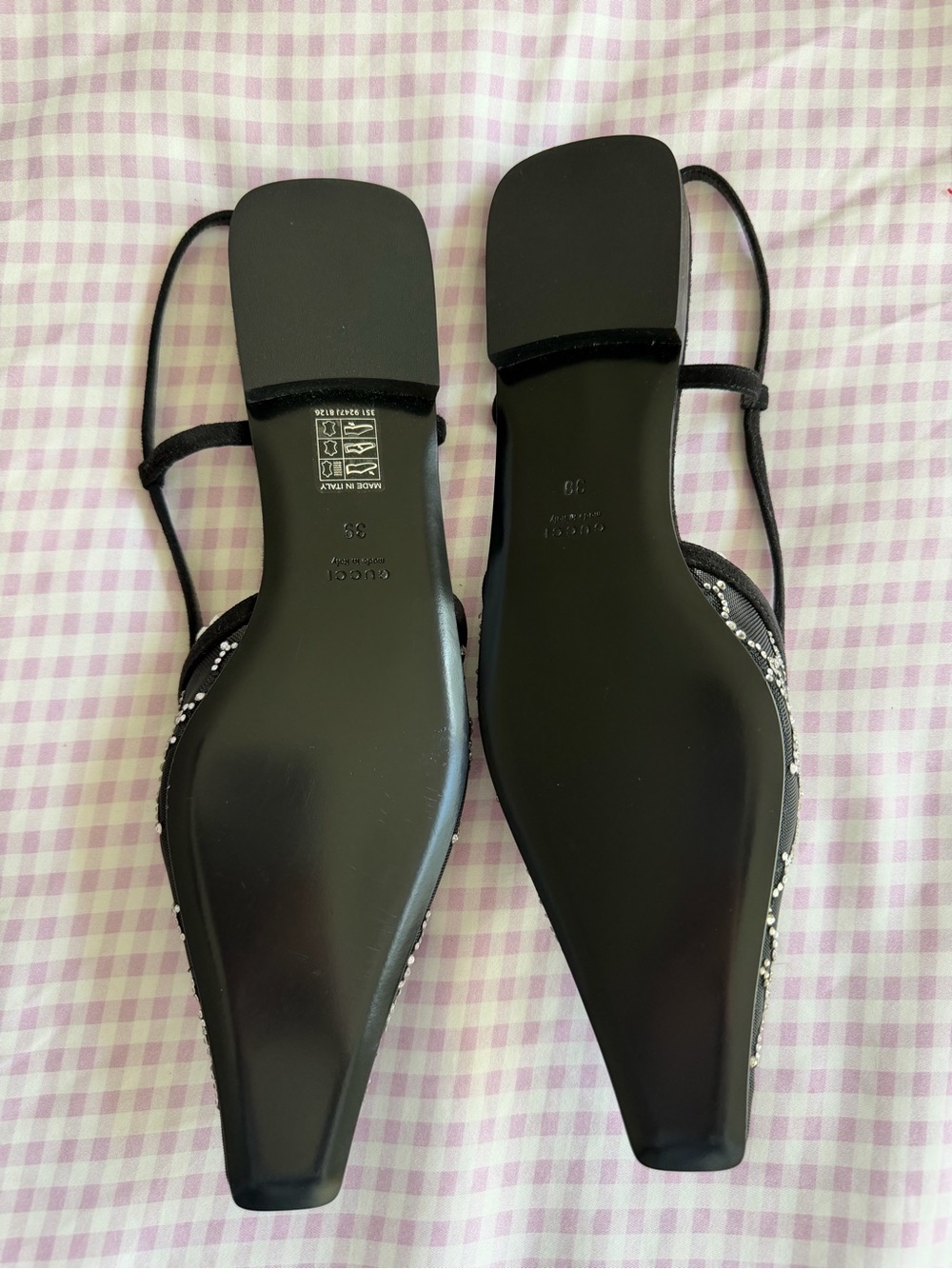 Gucci Black Crystal-Patterned Pointed Slingback Flats size 39: never worn - Picture 4 of 6